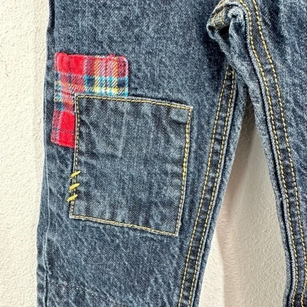 Retro‎ Old Fashioned OshKosh Bgosh Toddler Jeans Plaid Patchwork Denim Pants